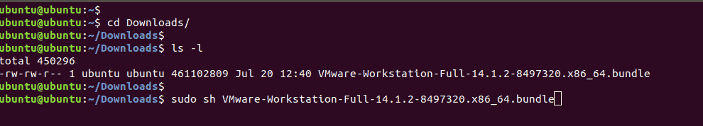 Install vmware bundle on ubuntu 18.04