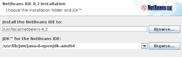 select java-8-openjdk as the JDK for the NetBeans IDE