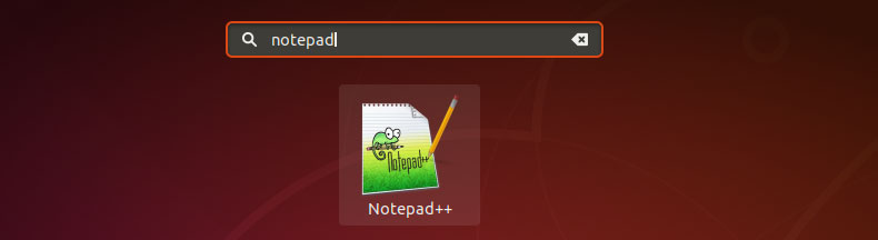 notepad++ desktop launcher in the Ubuntu application menu