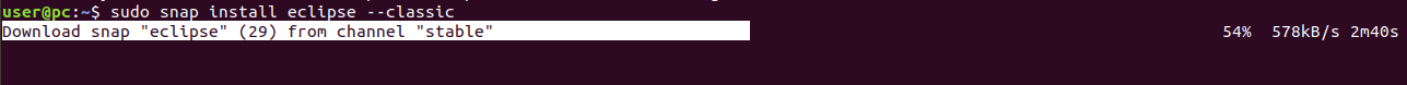 Install eclipse in ubuntu using snap package manager.