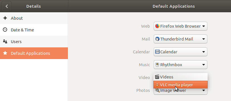 Make VLC default media player on Ubuntu