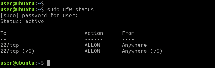 Ubuntu Firewall Status on Ubuntu 18.04.