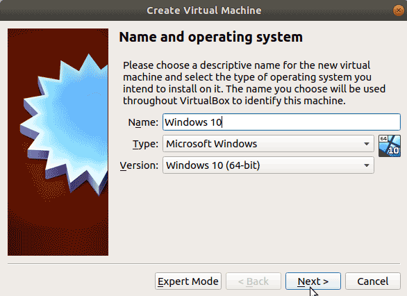 Install Windows 10 on Ubuntu VirtualBox
