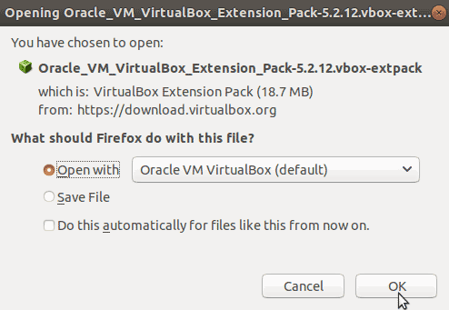 Click on the All supported platforms link, when prompted to save, select open with Oracle VM VirtualBox.