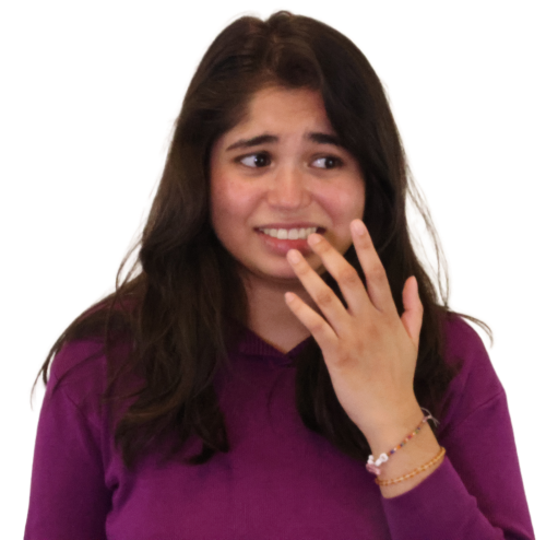 Nervous person biting her nails