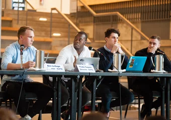 AMS Great Debate 2018 - Student Legal Fund Societ (SLFS) Ben LePage, Thabo Gapore & two unidentified men