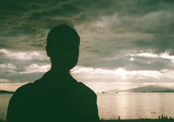 Silhouette of person at the beach