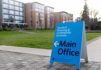 The picture shows a photo of the UBC office housing sign.