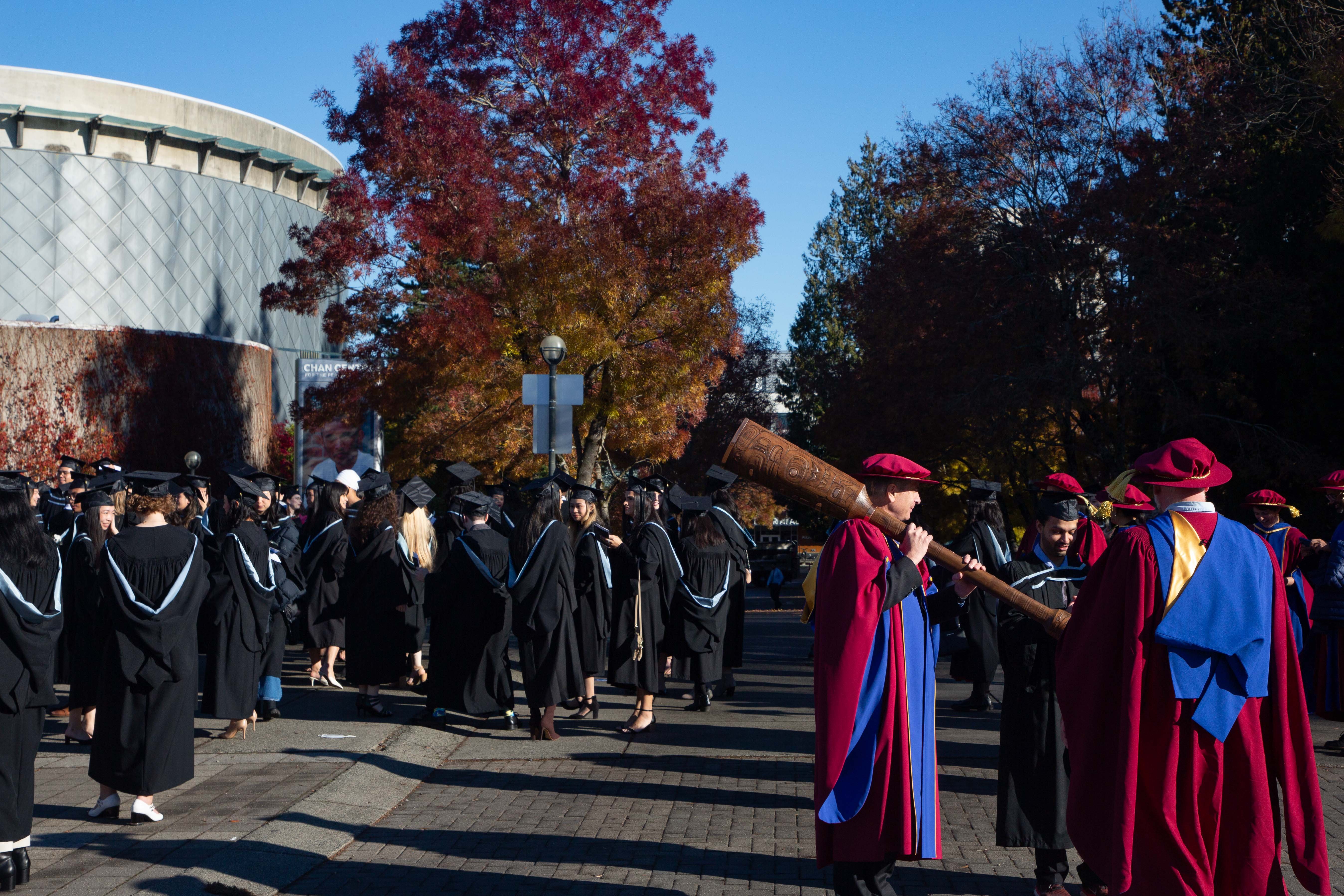 Graduates entering the Chan Centre for their ceremonies.