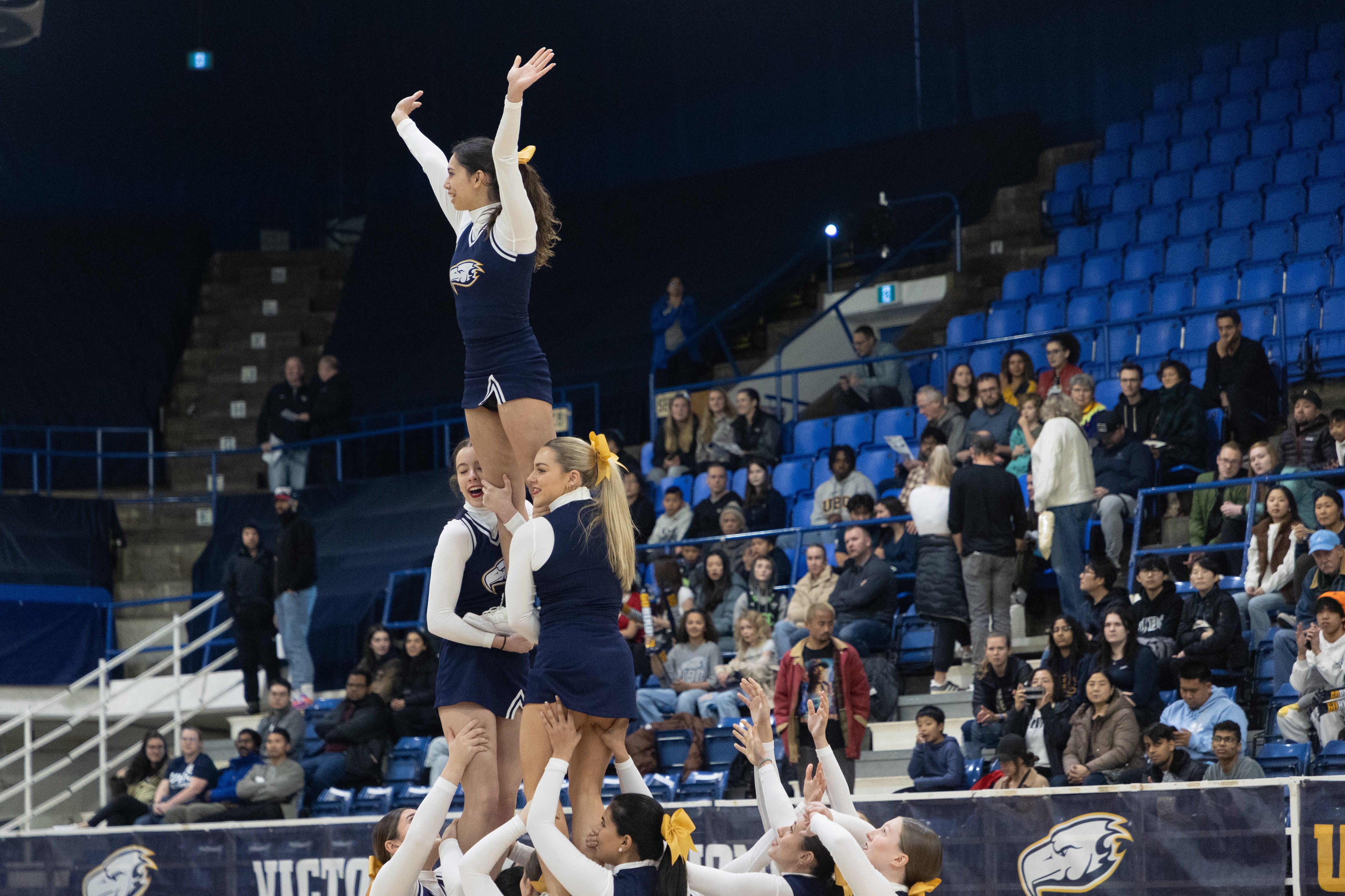 The UBC Cheer Team performed in between quarters of the women's game.