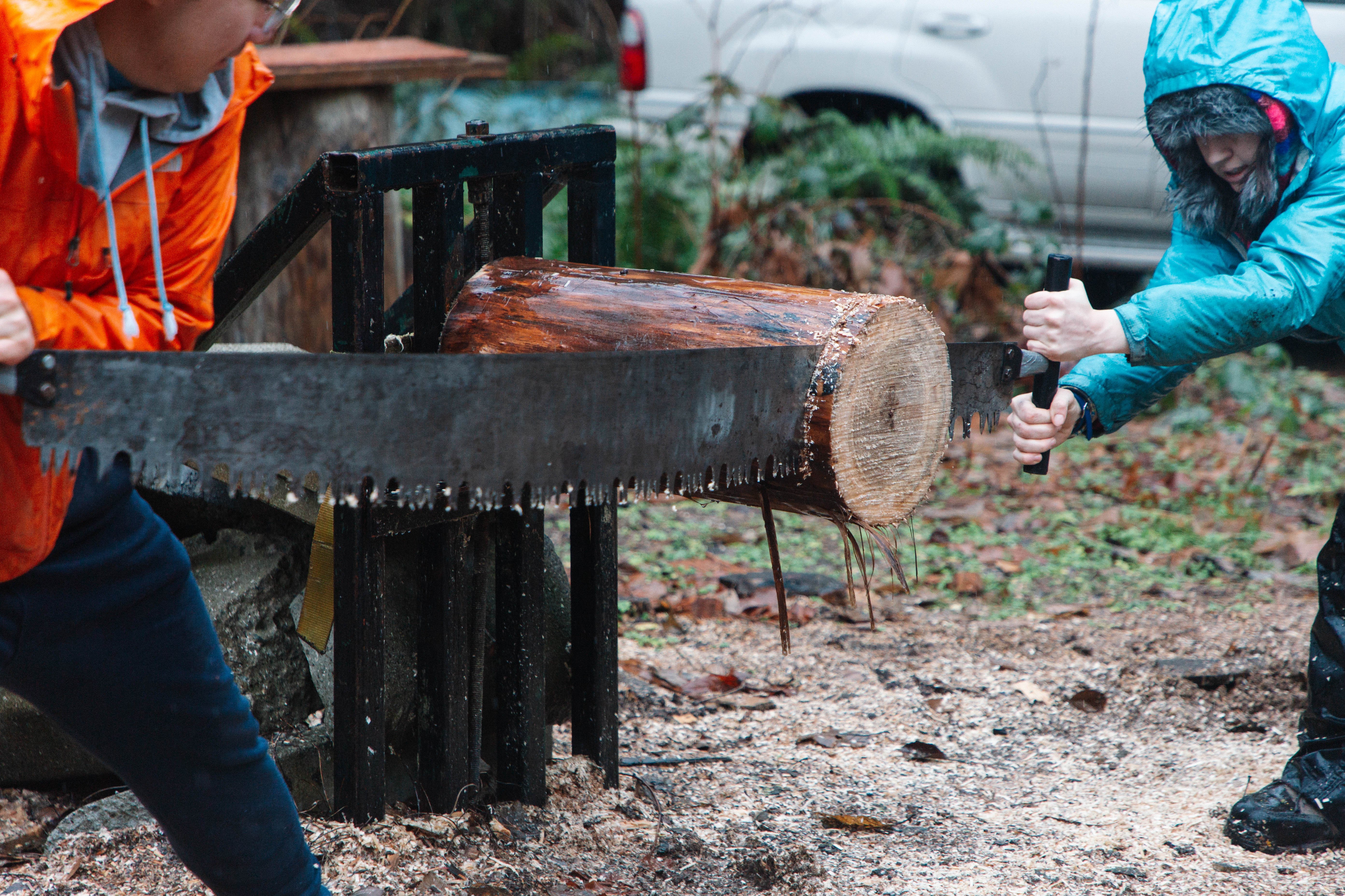 Two Thunderjacks train for the bucksaw event.