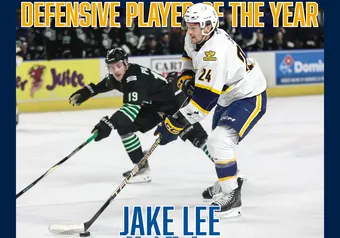A graphic showing that Jake Lee was our defensive player of the year.