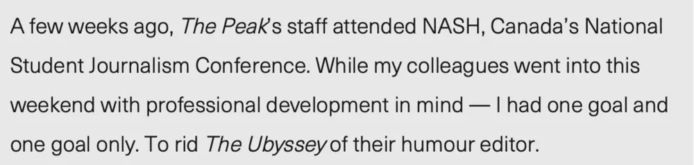 A screenshot of The Peak's article.