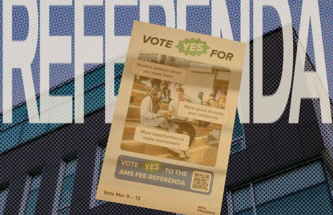 Edited photo featuring the poster for the vote yes campaign.