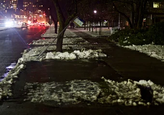 bus stop snow