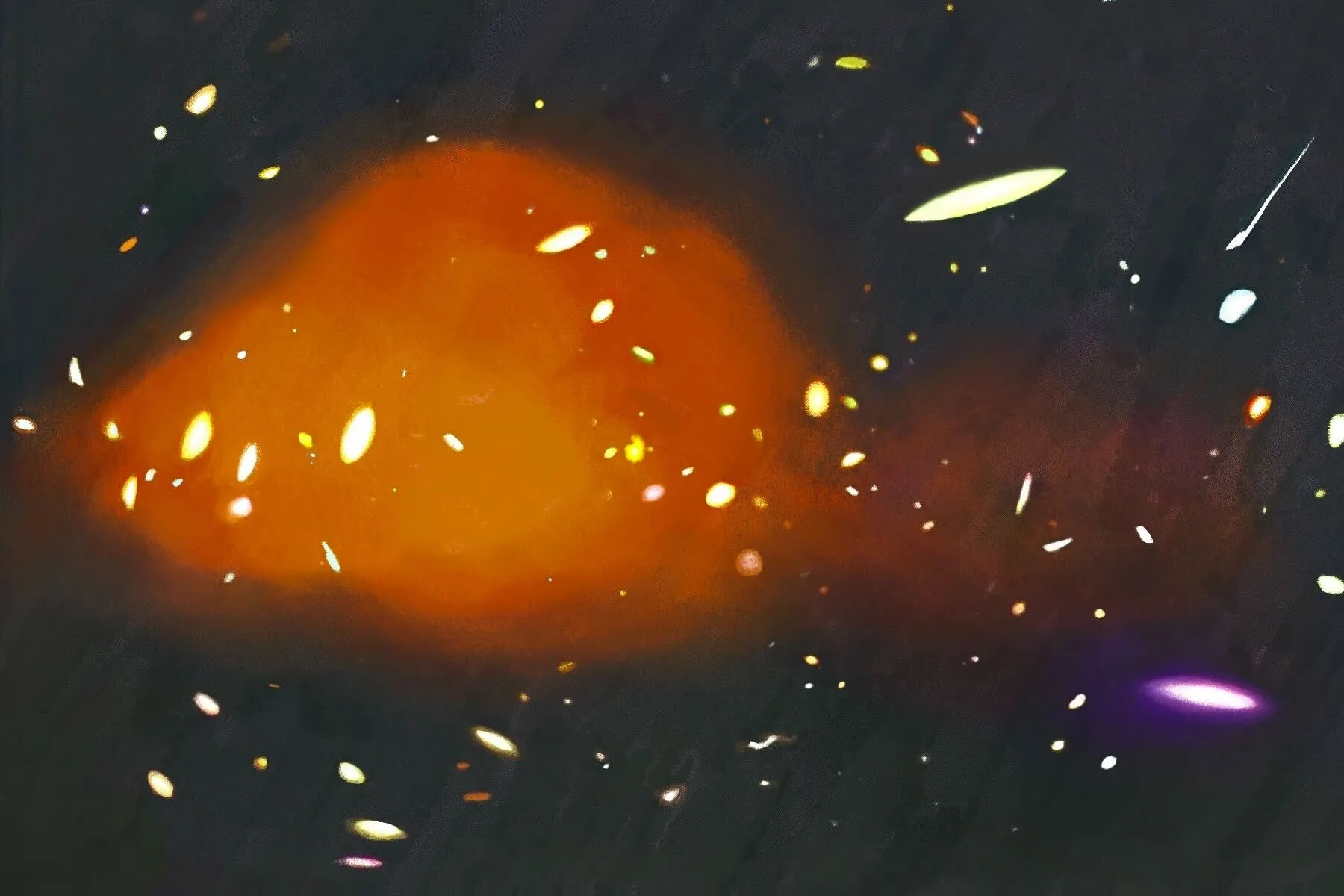 An illustration of hot gas in a galaxy cluster.