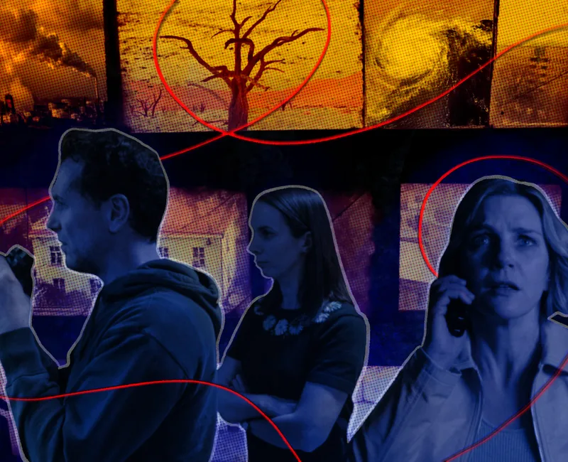<p data-block-key="gieai">Byline: Collage by Seneesha Ekanayake / The Ubyssey, photo elements by Chris LeBoutillier / Unsplash, Peter Burdon / Unsplash, NASA / Unsplash.</p><p data-block-key="1euno">Alt: Collage of stills from <i>Widow's Bay</i> and <i>Pluribus</i>, with black grids highlighting various natural phenomena in the background.</p>