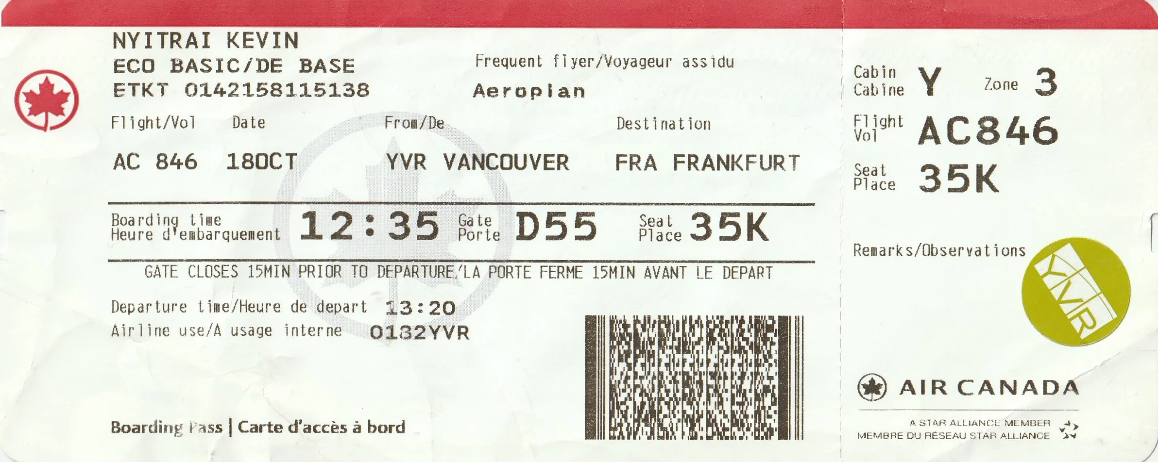 A plane ticket to the Frankfurter Buchmesse.