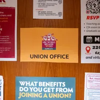 A photo of a CUPE 2278’s poster board outside their office at Thea Koerner House.
