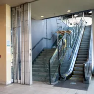 Stairs to Gold's Gym former location undergoing construction.