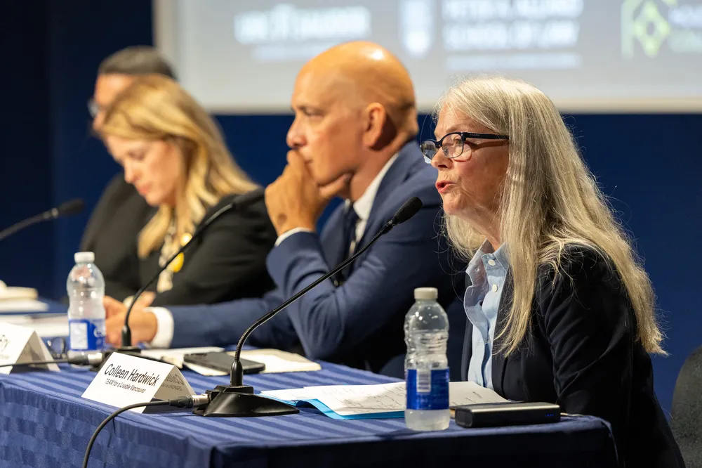 Hardwick, Fry, Bligh and Allam at the debate.