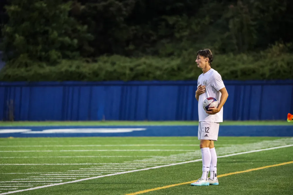 Nadeau stands on the sideline, ready for a throw-in.