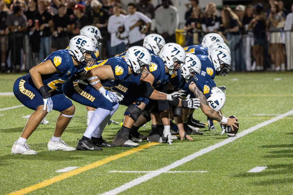 The 'Birds line up for a field goal.