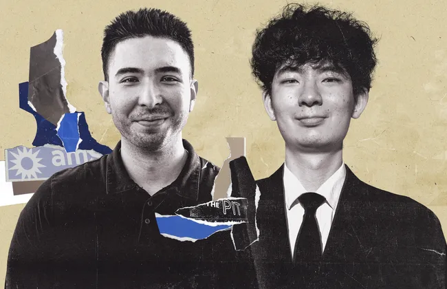 Collage of Matthew Ma Renzitti and Chengwei Hu, with scrap paper highlighting Renzitti.