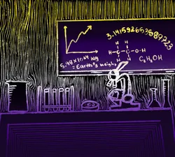 An illustration of a lab in the colours of the non-binary flag.