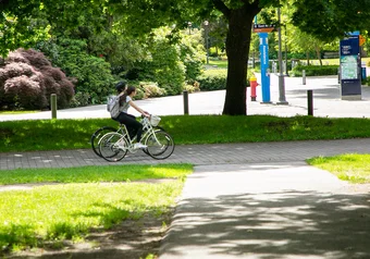 biking along east mall