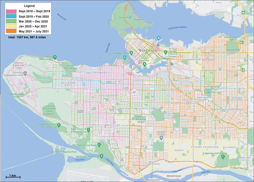 Map of Harold Eyster&#x27;s run around Vancouver