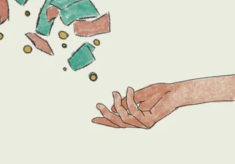 Money and a hand