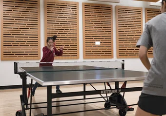 UBC players face each other in practice table tennis November 2017.