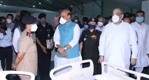 Defence Minister & HM visit Sardar Vallabhbhai Patel COVID hospital in New Delhi