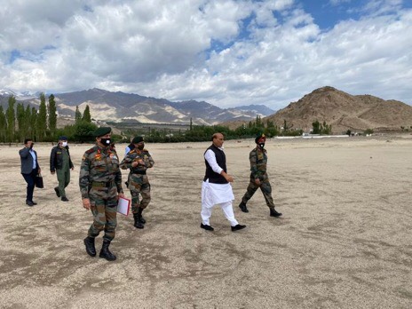 Raksha Mantri Rajnath Singh visits forward post in Ladakh 