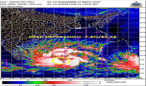 Cyclonic Storm ‘Burevi’ over southwest Bay of Bengal