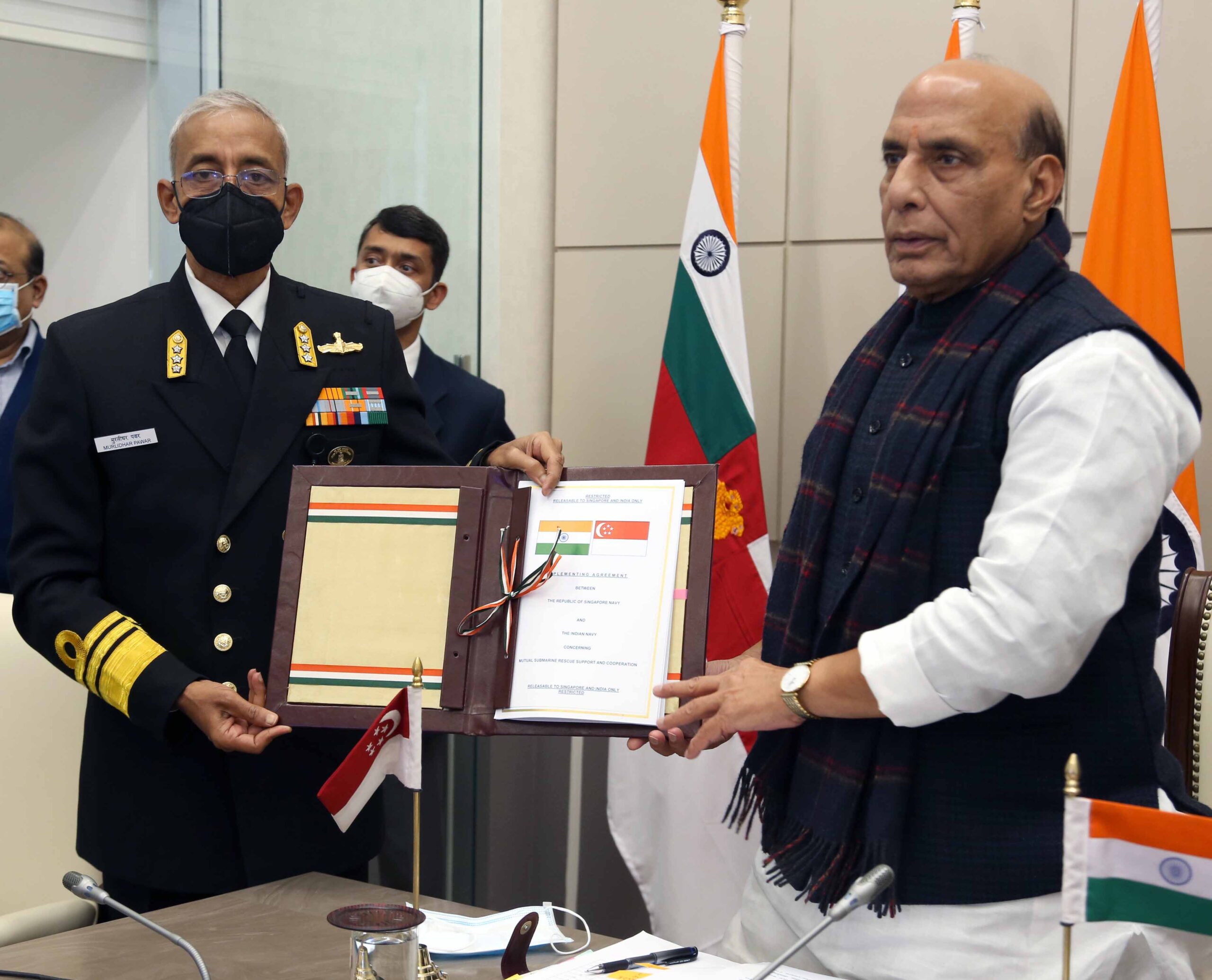 5th India-Singapore Defence Ministers Dialogue between Raksha Mantri Rajnath Singh and Minister of Defence, Singapore Dr Ng Eng Hen