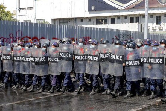 Police, protesters clash in Myanmar's capital 