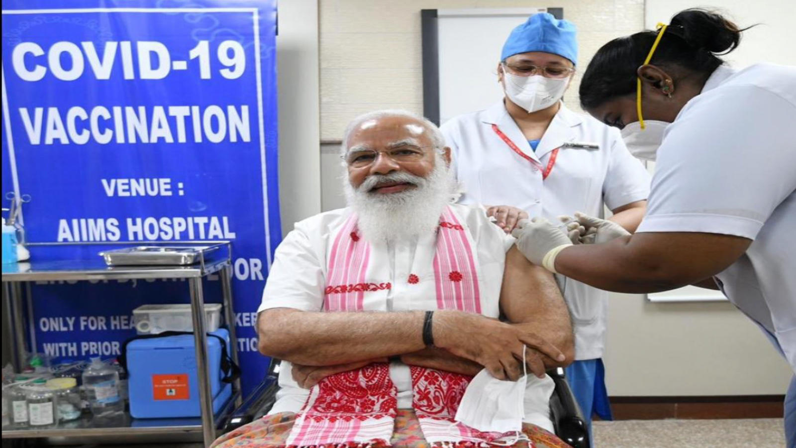 PM Modi gets vaccinated at Delhi’s AIIMS