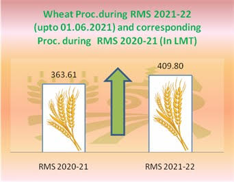 12.70 % more wheat procured in comparison to last year