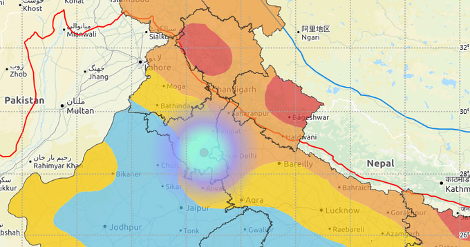 An earthquake of magnitude 3.7 on the Richter scale hit Jhajjar, Haryana, last night at 22:36:54 IST. Mild tremors were also felt in the Delhi-NCR region.