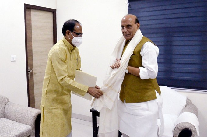 Chief Minister Of Madhya Pradesh,  @ChouhanShivraj  called on Defence Minister  @rajnathsingh  in New Delhi today.