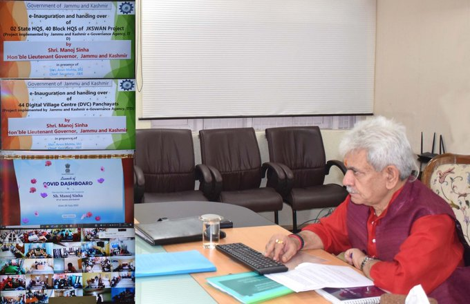 Jammu & Kashmir: Lieutenant Governor @manojsinha_  inaugurated 44 Digital Village Centres at Civil Secretariat in Srinagar. This will digitally connect the Panchayats and strengthen the mode of public service delivery in J&K.