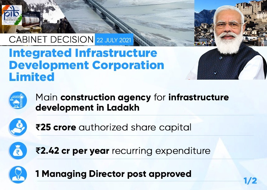 Cabinet approves establishment of an Integrated Multi-purpose Corporation for the Union Territory of Ladakh