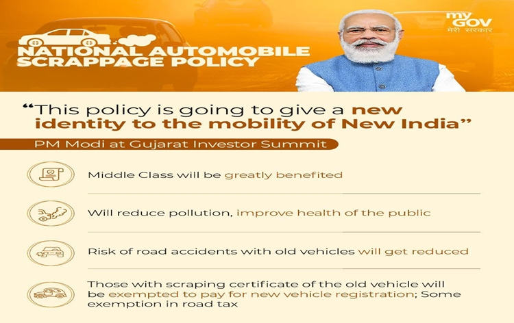 PM Modi launches scrappage policy to phase out unfit and polluting vehicles