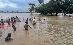 River Ganga continues to flow in an extreme flood situation  at the Bhagalpur district in Bihar.