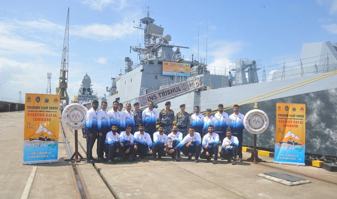 A mountaineering expedition to Mt Trishul-I (ht 7120 m, Uttarakhand) was flagged off on 03 Sep from INS Trishul.