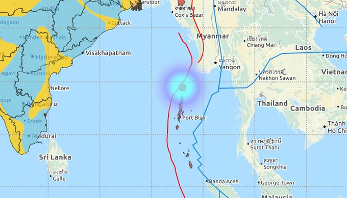 An earthquake of magnitude 4.5 on the Richter scale hit  Andaman Islands at 08:50:20 (IST) today.