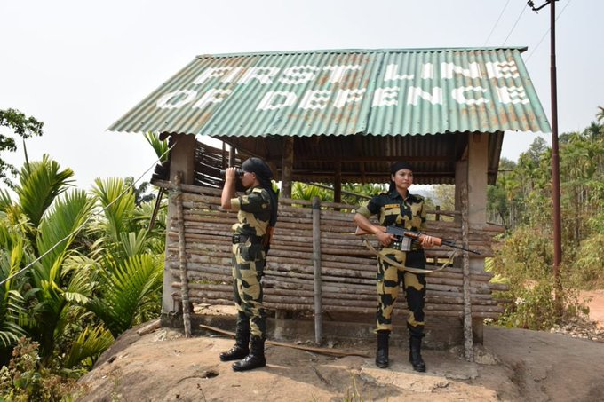 India's First Line of Defence: Lady troopers of @BSF_Meghalaya  are keeping an eagle’s eye on the Indo-Bangladesh Border.