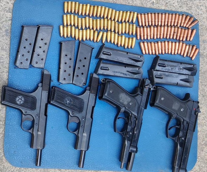 Jammu & Kashmir: In a joint search operation, Police & Army have recovered arms & ammunition including 4 pistols at Telangam village in Pulwama district.